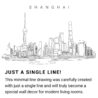 Shanghai Skyline Continuous Line Drawing Art Work
