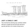 Singapore Skyline Continuous Line Drawing Art Work