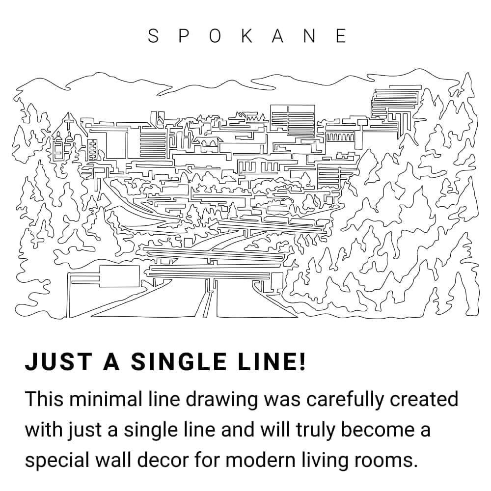 Spokane Skyline Continuous Line Drawing Art Work Spokane Skyline Continuous Line Drawing Art Work