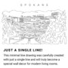 Spokane Skyline Continuous Line Drawing Art Work