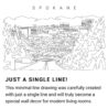 Spokane Skyline Continuous Line Drawing Art Work
