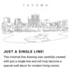 Tacoma Skyline Continuous Line Drawing Art Work