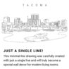 Tacoma Skyline Continuous Line Drawing Art Work