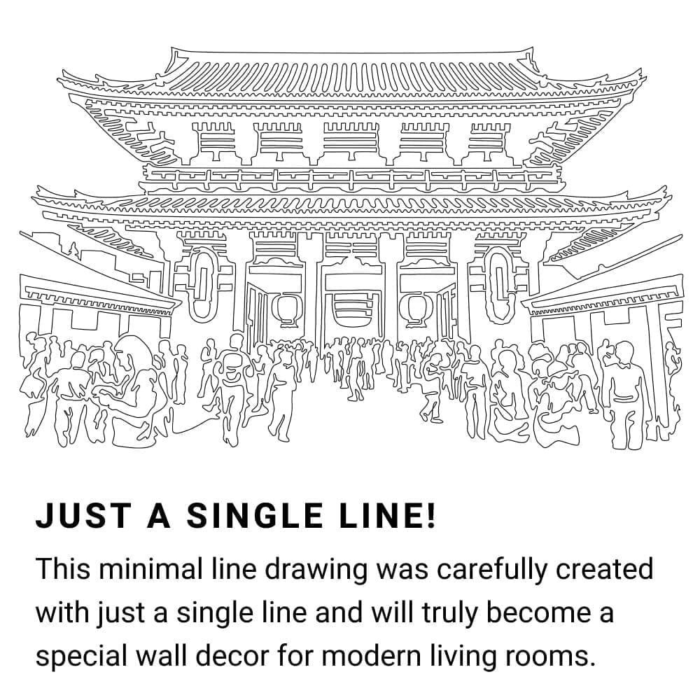 Tokyo Sensoji Temple Continuous Line Drawing Art Work Tokyo Sensoji Temple Continuous Line Drawing Art Work