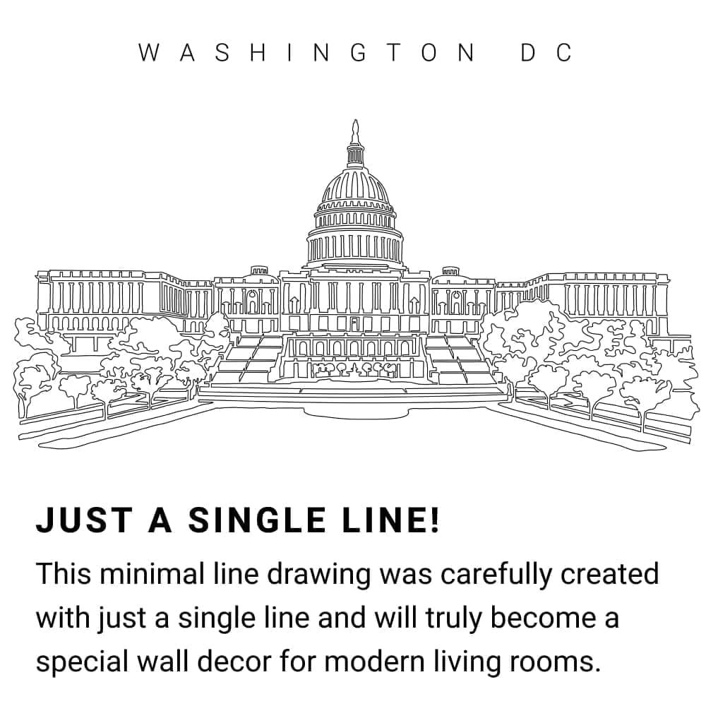 Washington DC Capitol Building Continuous Line Drawing Art Work Washington DC Capitol Building Continuous Line Drawing Art Work