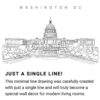 Washington DC Capitol Building Continuous Line Drawing Art Work