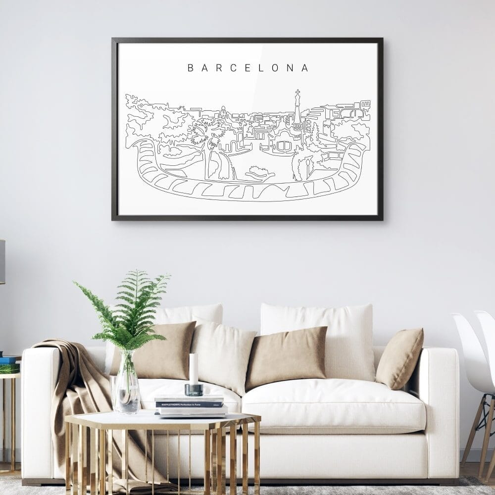 Framed Barcelona Park Guell Wall Art for Living Room Framed Barcelona Park Guell Wall Art for Living Room