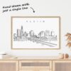Austin Skyline One Line Drawing Art - Dark
