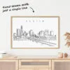 Austin Skyline One Line Drawing Art - Dark