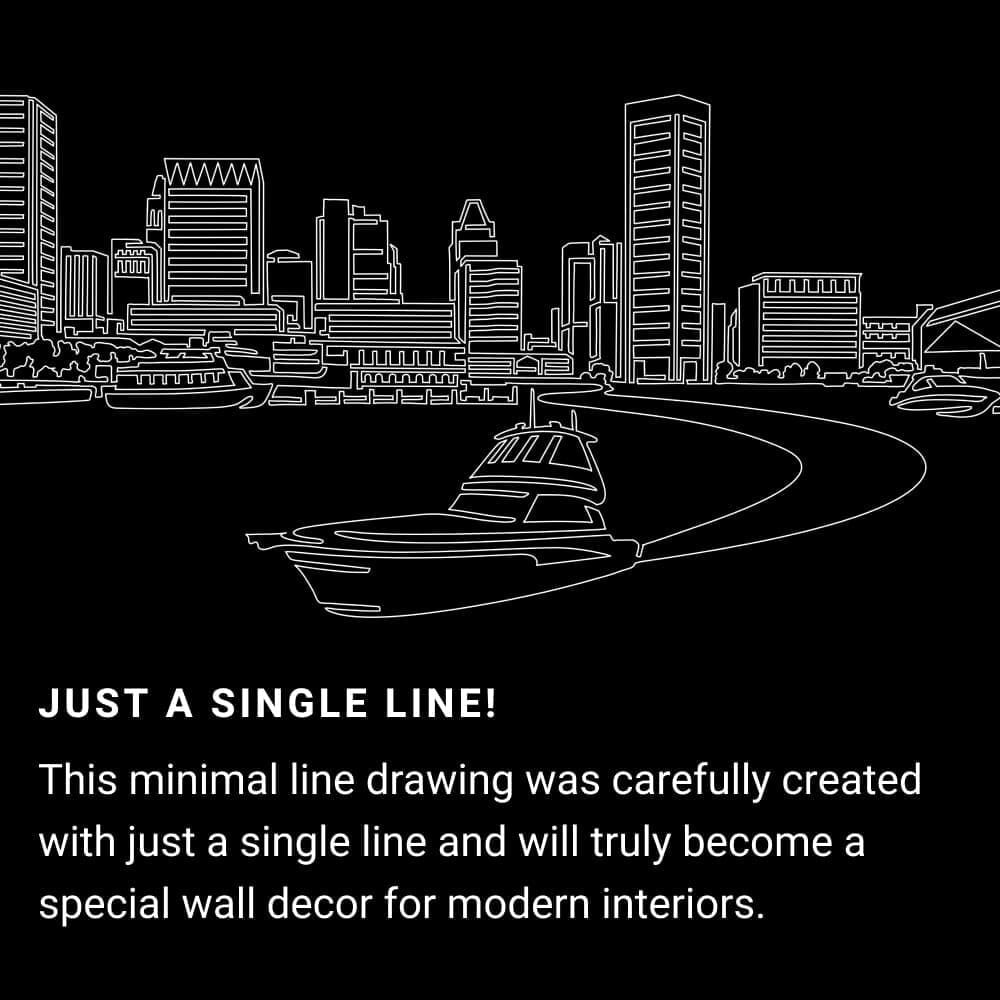 Baltimore Skyline One Line Drawing Art - Dark Baltimore Skyline One Line Drawing Art - Dark