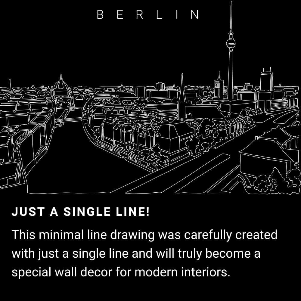 Berlin Skyline One Line Drawing Art - Dark Berlin Skyline One Line Drawing Art - Dark
