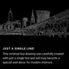 Cleveland Skyline One Line Drawing Art - Dark