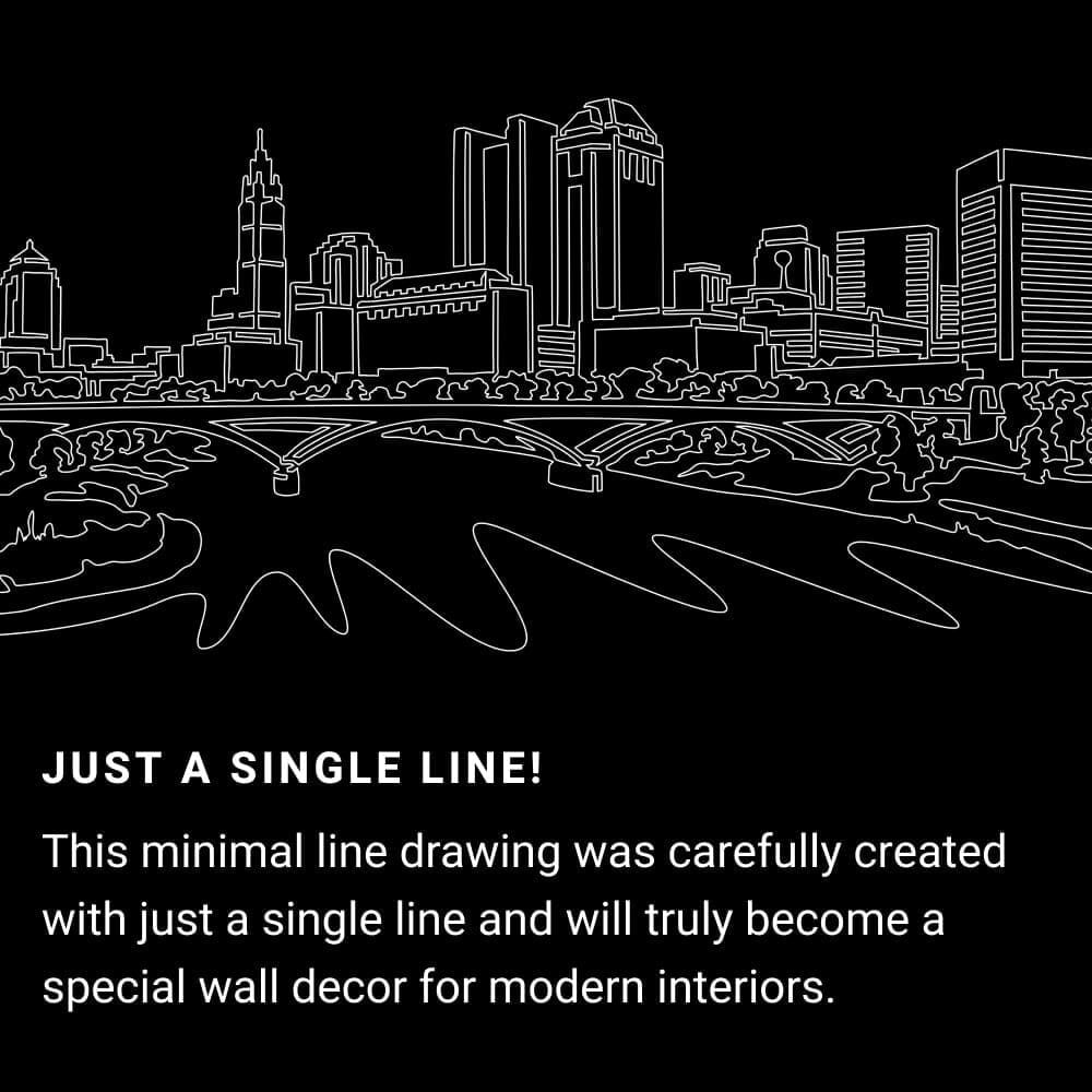 Columbus Skyline One Line Drawing Art - Dark Columbus Skyline One Line Drawing Art - Dark