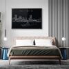 Framed Baltimore Skyline Wall Art for Bed Room - Dark