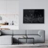 Framed Houston TX Skyline Wall Art for Living Room - Dark