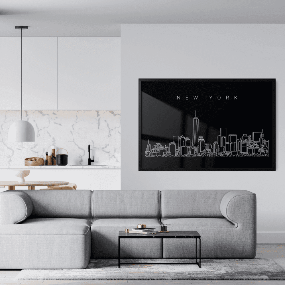 Framed New York Skyline Wall Art for Living Room Dark Framed New York Skyline Wall Art for Living Room Dark
