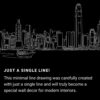 Hong Kong One Line Drawing Art - Dark