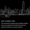 Hong Kong One Line Drawing Art - Dark