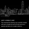 Hong Kong One Line Drawing Art - Dark