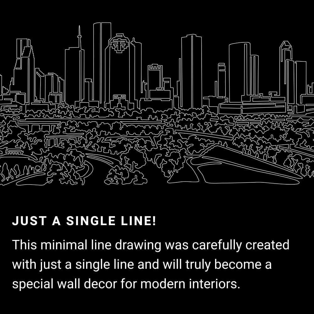 Houston TX Skyline One Line Drawing Art - Dark Houston TX Skyline One Line Drawing Art - Dark