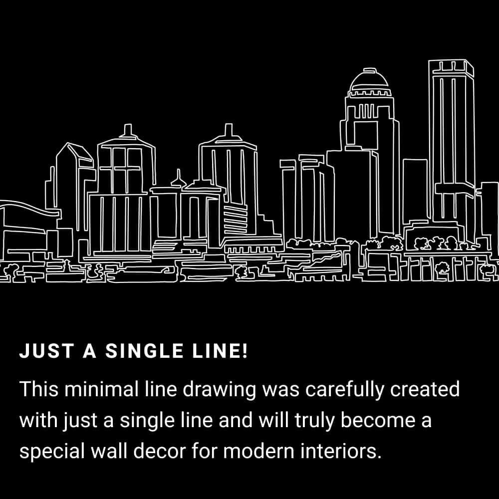 Louisville Skyline One Line Drawing Art - Dark Louisville Skyline One Line Drawing Art - Dark