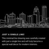 Louisville Skyline One Line Drawing Art - Dark