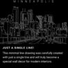 Minneapolis Skyline One Line Drawing Art - Dark