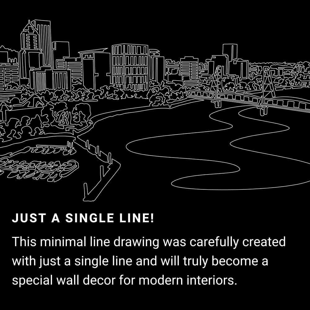 Portland oregon One Line Drawing Art - Dark Portland oregon One Line Drawing Art - Dark