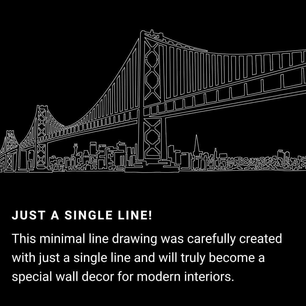 San Francisco One Line Drawing Art - Dark San Francisco One Line Drawing Art - Dark