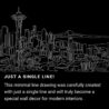 Seattle Skyline One Line Drawing Art - Dark