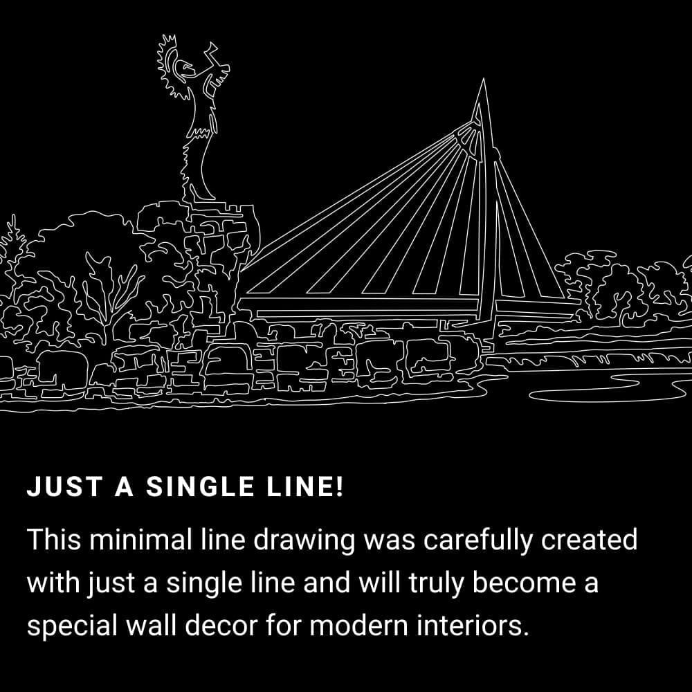 Wichita Kansas One Line Drawing Art - Dark Wichita Kansas One Line Drawing Art - Dark