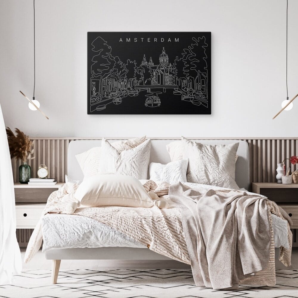 Amsterdam Skyline Canvas Art Print - Bed Room - Dark Amsterdam Skyline Canvas Art Print - Bed Room - Dark