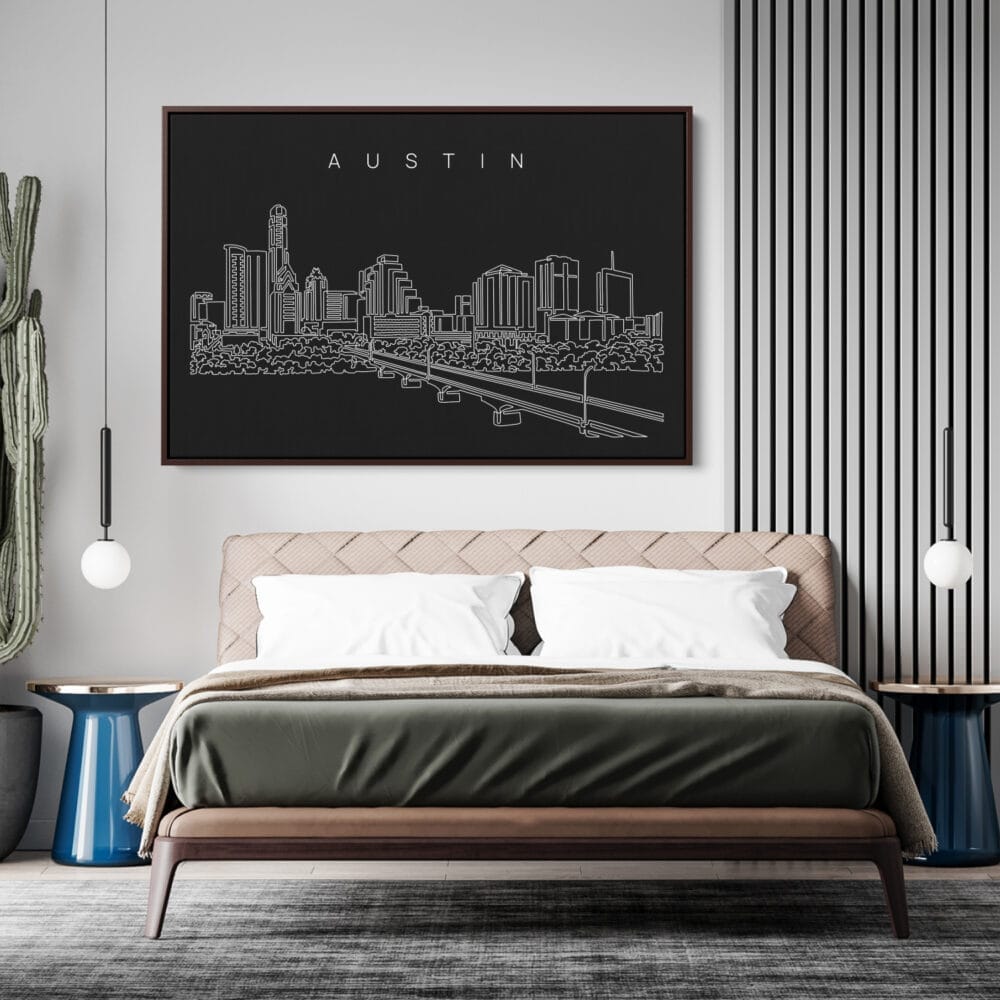 Austin Skyline Canvas Art Print - Bed Room - Dark Austin Skyline Canvas Art Print - Bed Room - Dark