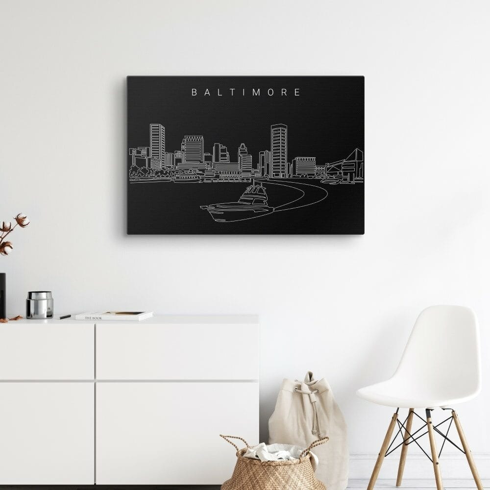 Baltimore Skyline Canvas Art Print - Hallway - Dark Baltimore Skyline Canvas Art Print - Hallway - Dark