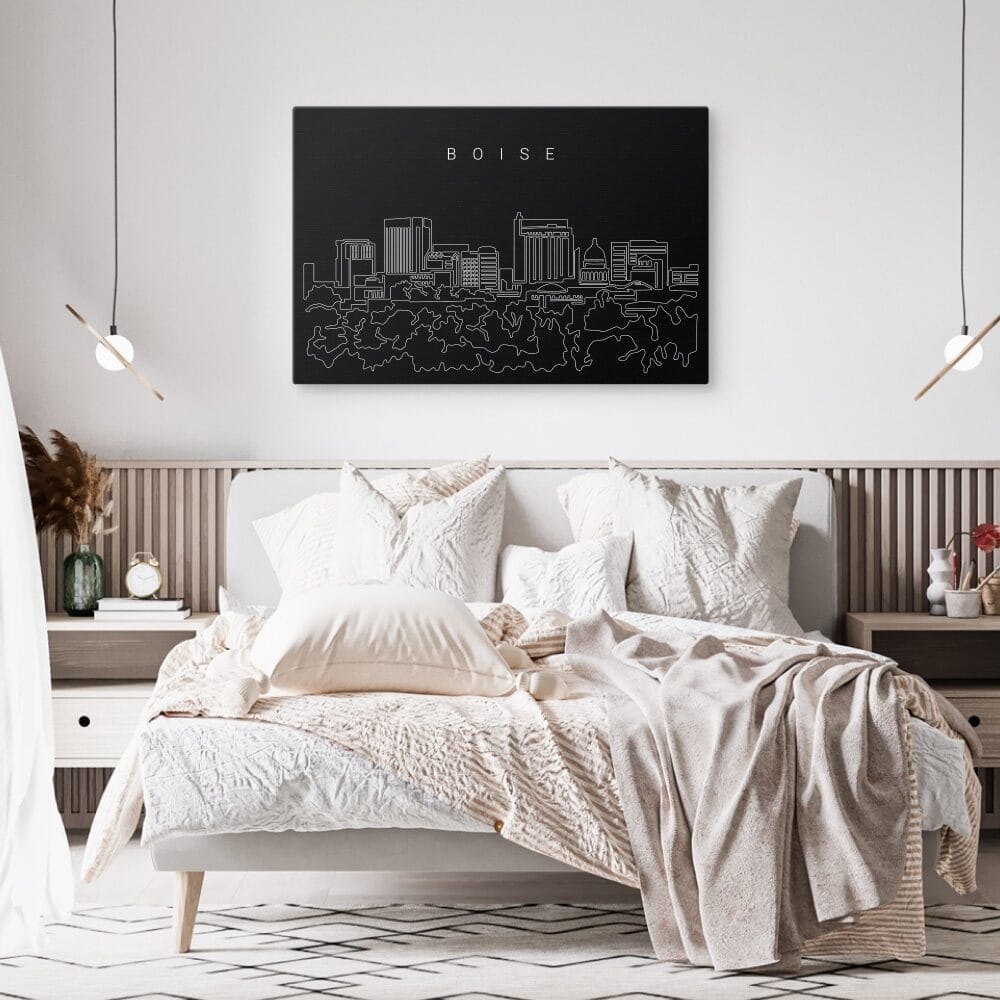 Boise Idaho Canvas Art Print - Bed Room - Dark Boise Idaho Canvas Art Print - Bed Room - Dark