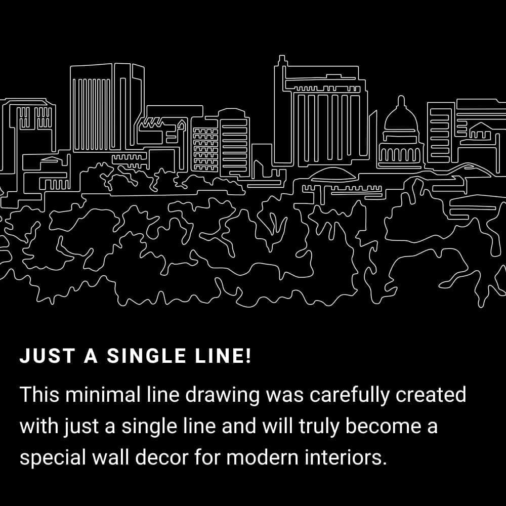 Boise Idaho One Line Drawing Art - Dark Boise idaho line art