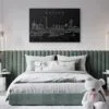 Boston Skyline Canvas Art Print - Charles River - Bed Room - Dark