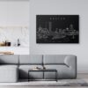 Boston Skyline Canvas Art Print - Charles River - Living Room - Dark