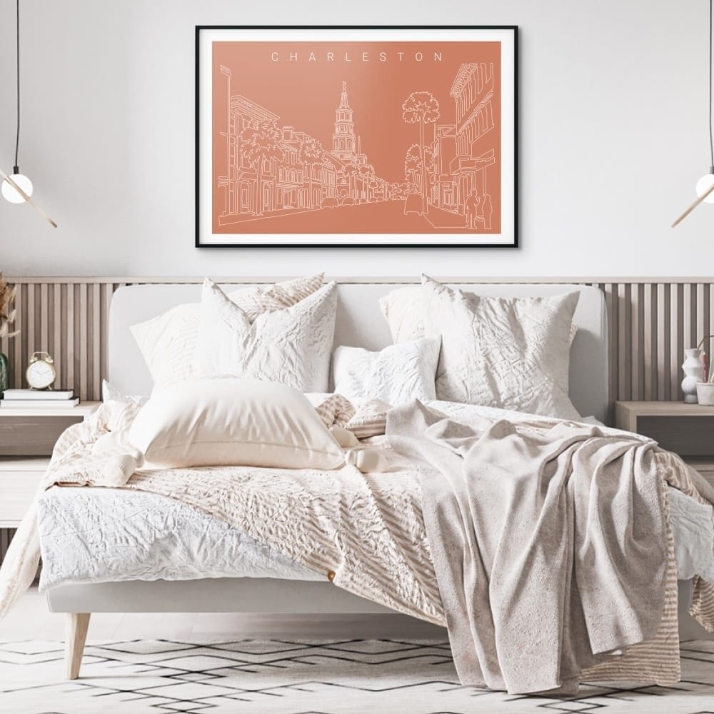 Charleston SC Skyline Art Print for Bedroom - Dark Charleston SC Skyline Art Print for Bedroom - Dark