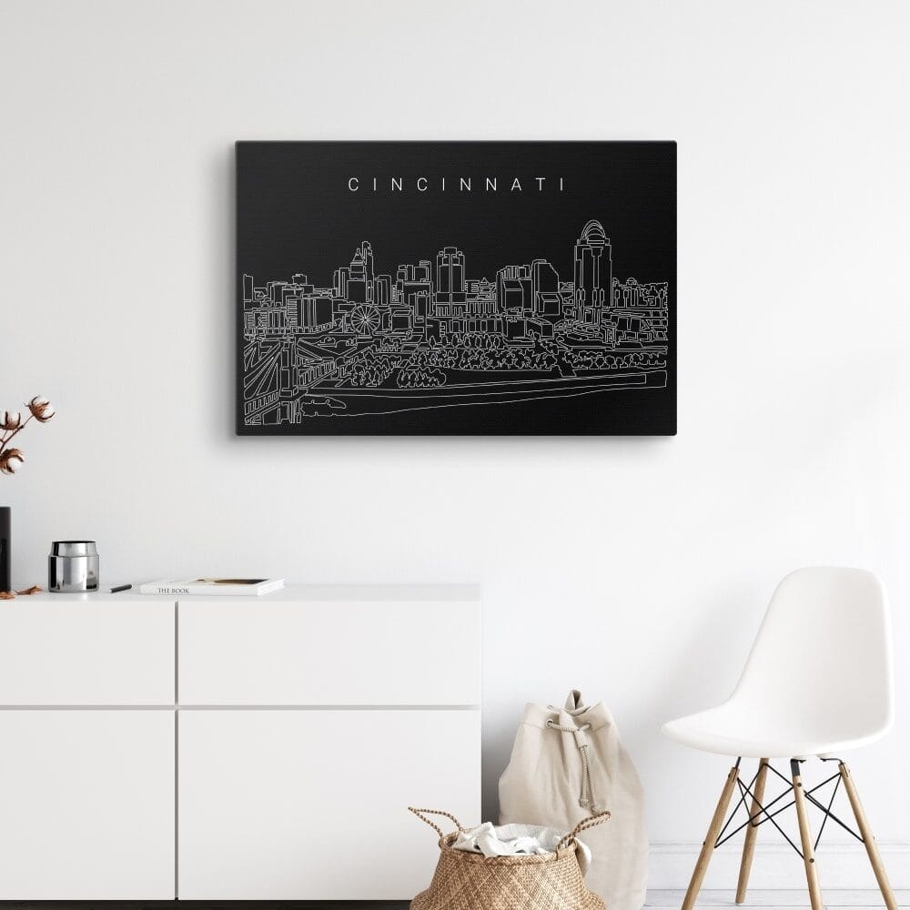 Cincinnati Ohio Skyline Canvas Art Print - Hallway - Dark Cincinnati Ohio Skyline Canvas Art Print - Hallway - Dark