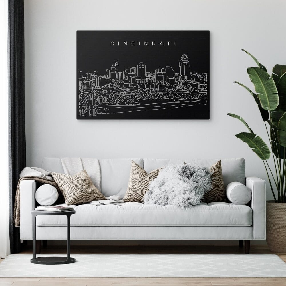 Cincinnati Skyline Canvas Art Print Lifestyle Cincinnati Skyline Canvas Art Print Lifestyle