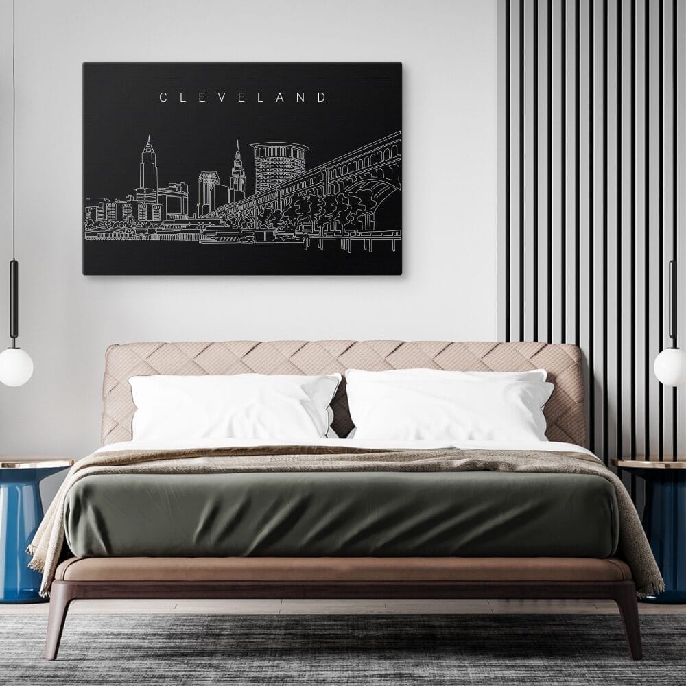 Cleveland Skyline Canvas Art Print - Bed Room - Dark Cleveland Skyline Canvas Art Print - Bed Room - Dark