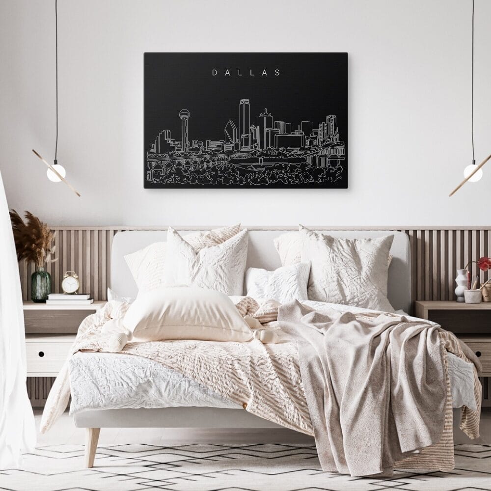 Dallas TX Canvas Art Print - Bed Room - Dark Dallas TX Canvas Art Print - Bed Room - Dark