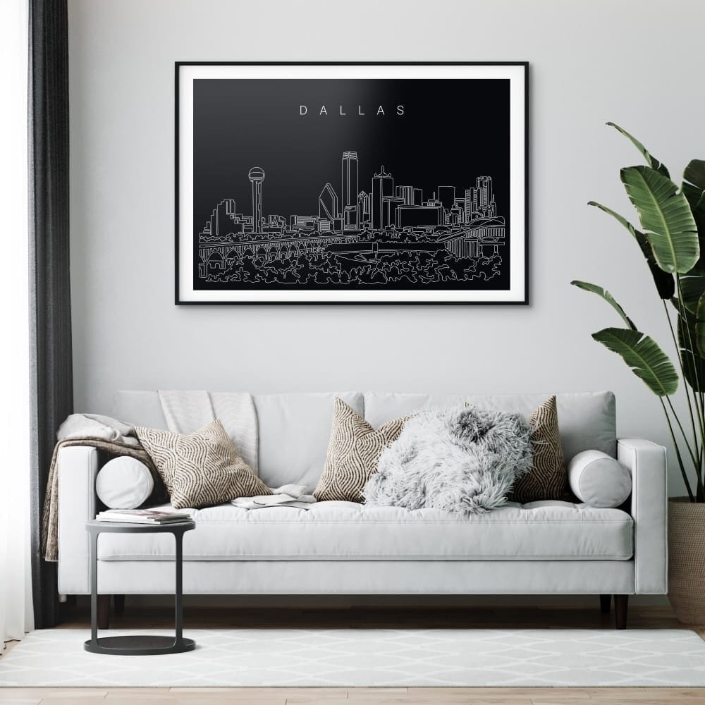 Dallas TX SkylineArt Print for Living Room - Dark-1 Dallas TX SkylineArt Print for Living Room - Dark-1