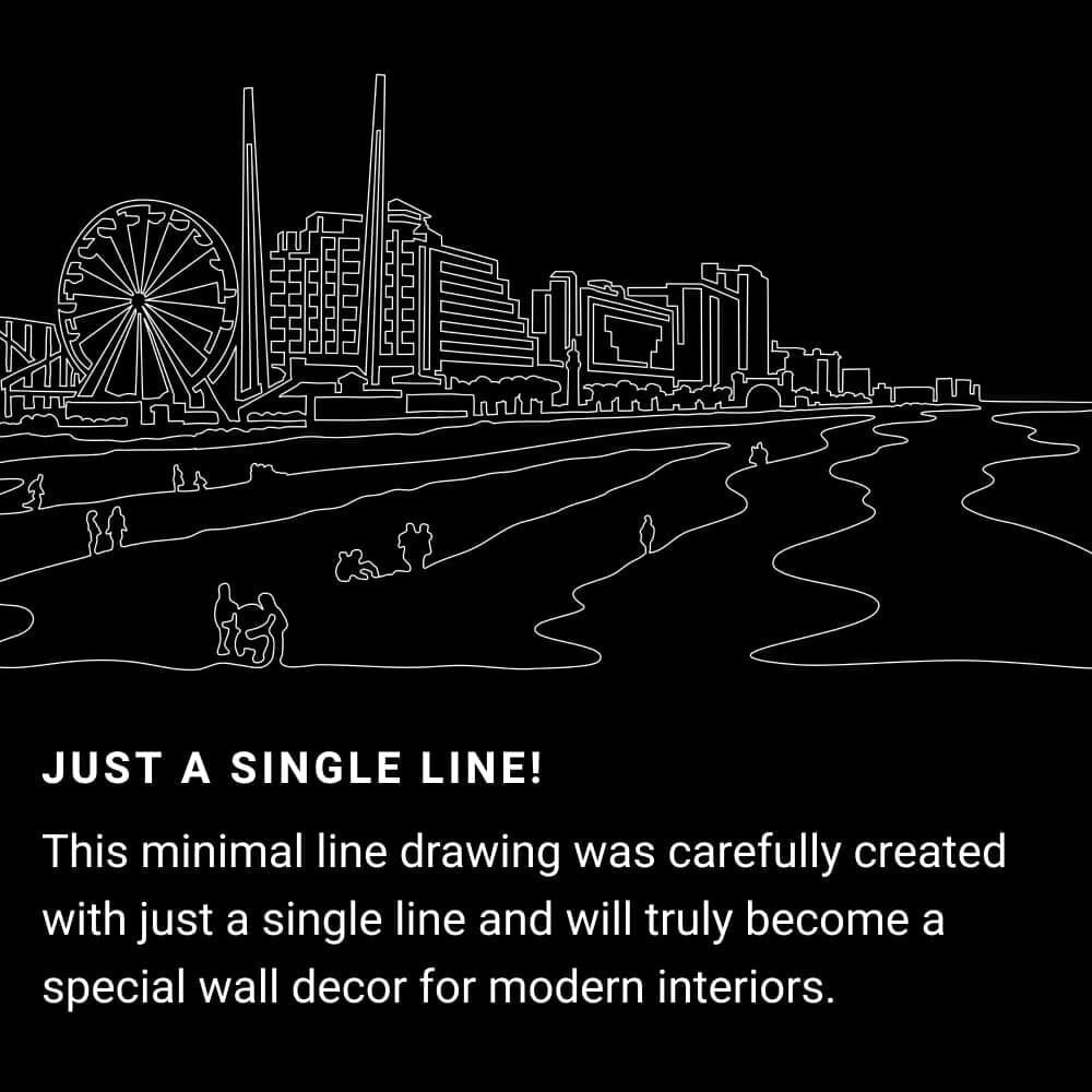 Daytona Beach One Line Drawing Art - Dark Daytona Beach One Line Drawing Art - Dark
