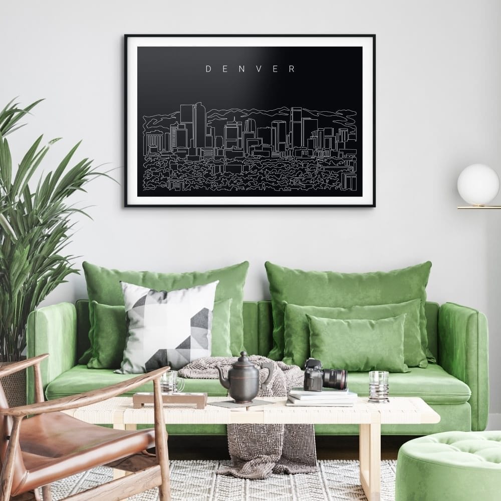 Denver Skyline Art Print for Living Room - Dark Denver Skyline Art Print for Living Room - Dark
