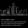 Detroit Skyline One Line Drawing Art - Dark
