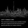 Dubai Skyline One Line Drawing Art - Dark