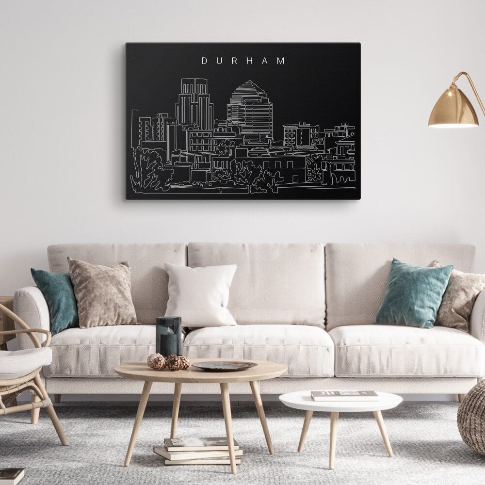 Durham NC Skyline Canvas Art Print - Living Room - Dark Durham NC Skyline Canvas Art Print - Living Room - Dark