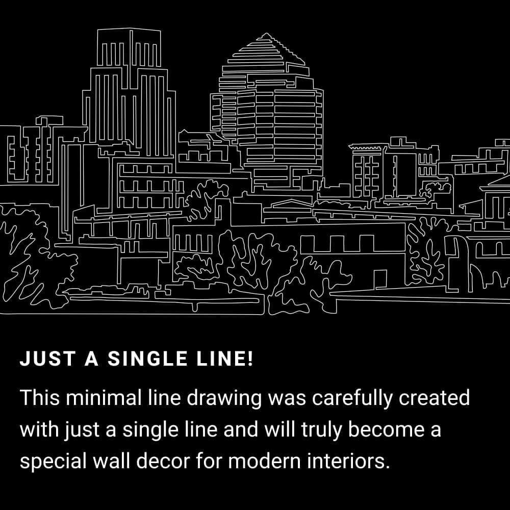 Durham Skyline One Line Drawing Art - Dark Durham Skyline One Line Drawing Art - Dark